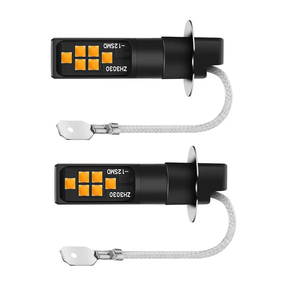 내구성 하이 퀄리티 LED 안개등 전구, 고온 저항, 실용적, 12 SMD 3030 칩, 앰버 H3