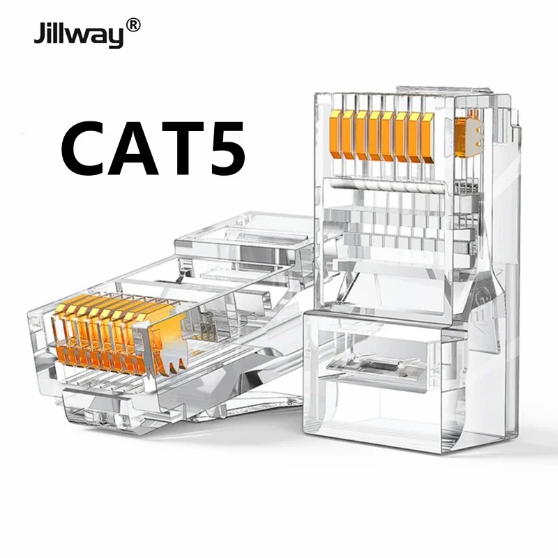 

Jillway CAT5 RJ45 connector network cable LAN crystal head modular 8P8C connector end 100M network cable plug 10/20/30/40/50PCS