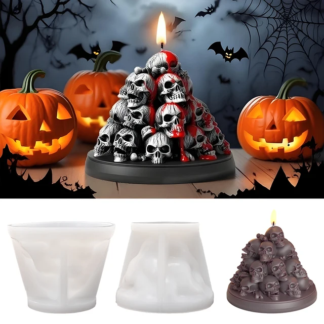 LZ109 3D Scheletro Pile Silicone Mold fatto a mano Casting Zucca Teschio Aromaterapia Gypsum Molde Halloween Decorativo