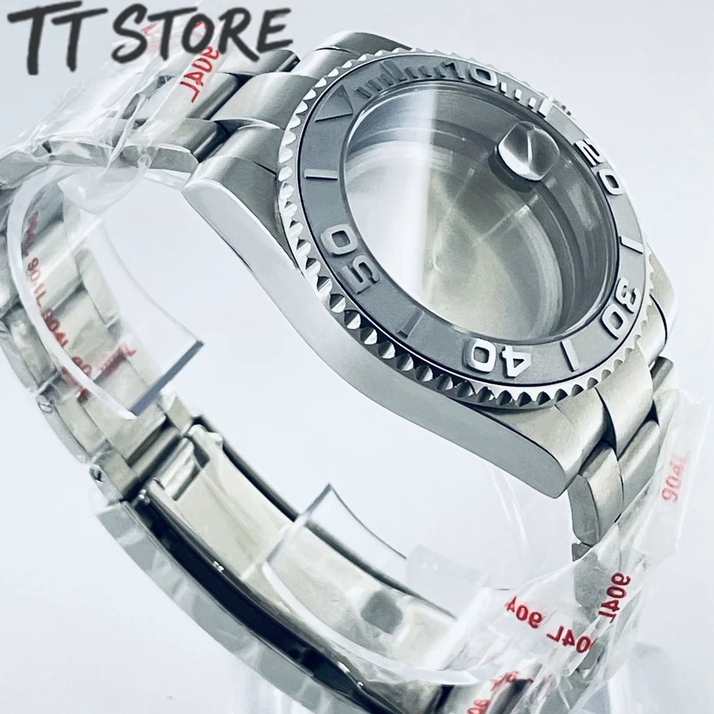 Silver 40mm Watch with Ceramic Bezel and Sapphire Case