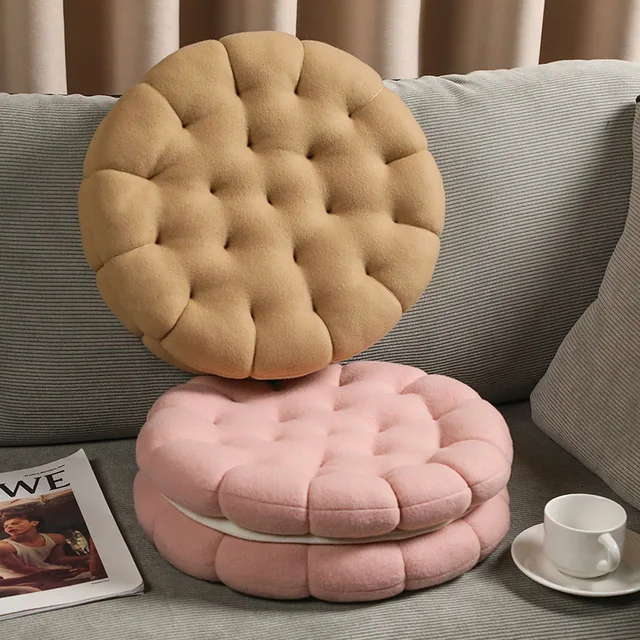 Stuffed Waffle Biscuit Cushion Office Sedentary Cushion Plush