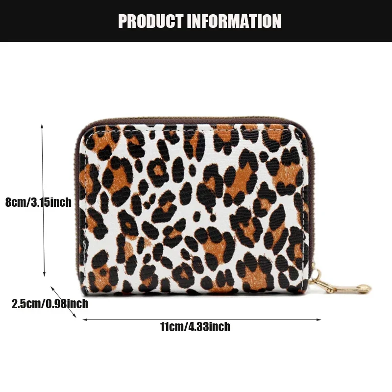 Pu Leather Mini ID Card Holder Bank Credit Card Box Leopard Print Multi Slot Case Wallet Women
