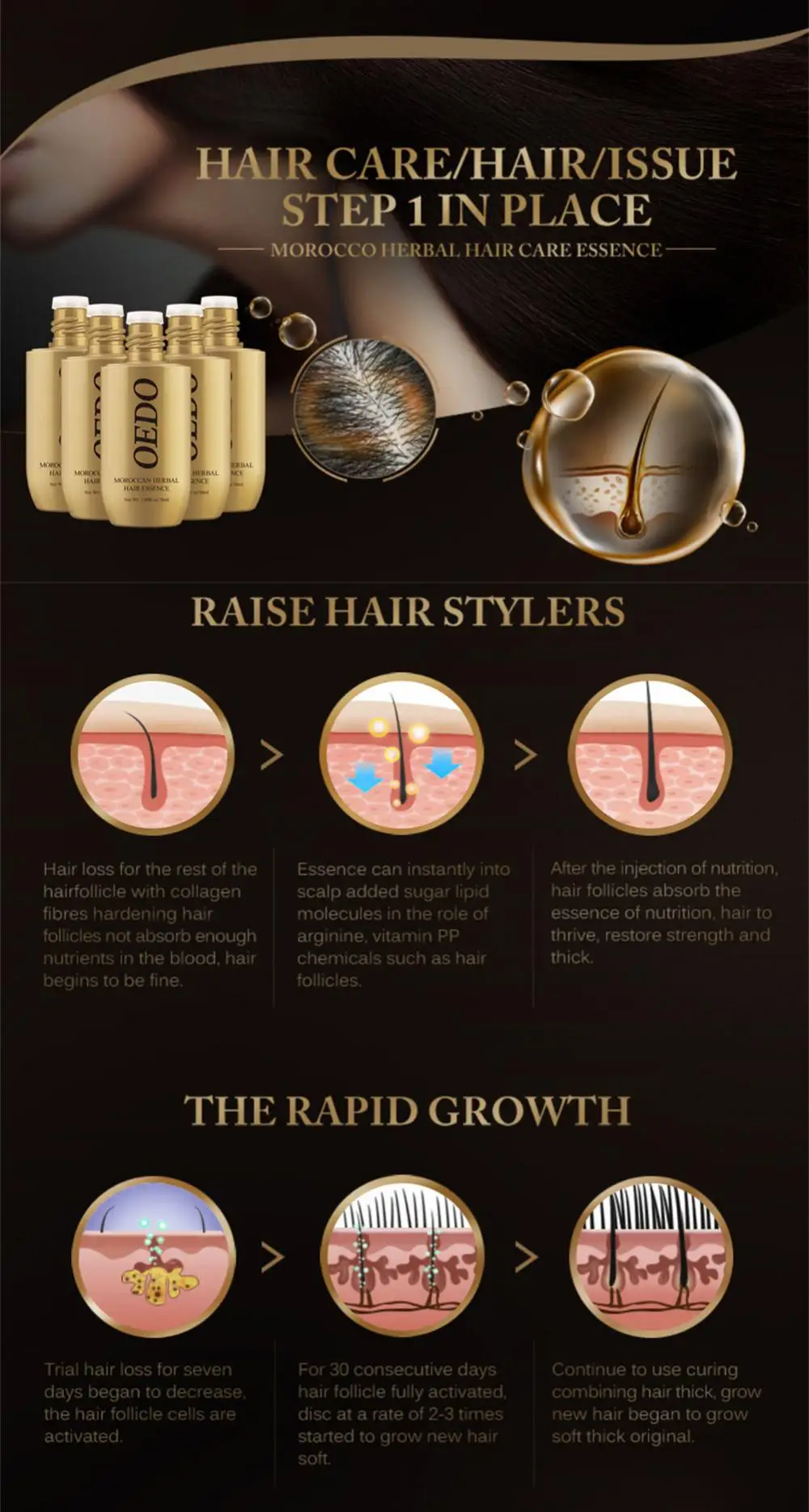 Description Picture 5 of itemMoroccan Ginseng Hair Growth Oil Quick Repair Hair Root Prevention Hair Loss Product Repair Curly Scalp Care