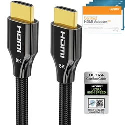 Premium Ultra High-Speed HDMI 2.1 Cable - 8K 60Hz, 4K 120Hz, HDR, CEC, ARC Compatibility - 3m (Black)