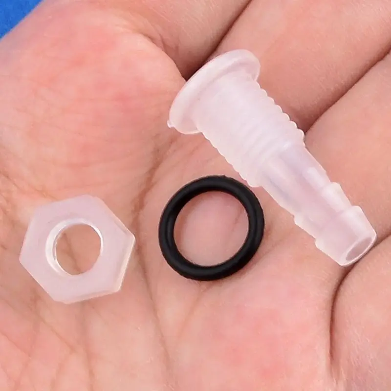 PP Bulkhead Joints + Nut Silicone O-Ring M5~M16 To 3~12mm Tank Inlet Drainage Adapter Irrigation Hose Pagoda Connectors 5~200Pcs