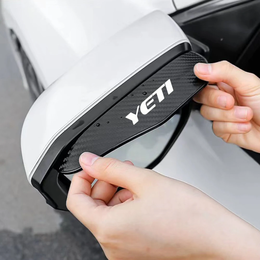 Carbon Fiber Car Rearview Mirror Eyebrow Rain Cover 2Pcs Skoda YETI Auto Accessories rearview mirror rain eyebrow rearview mirror rain guard