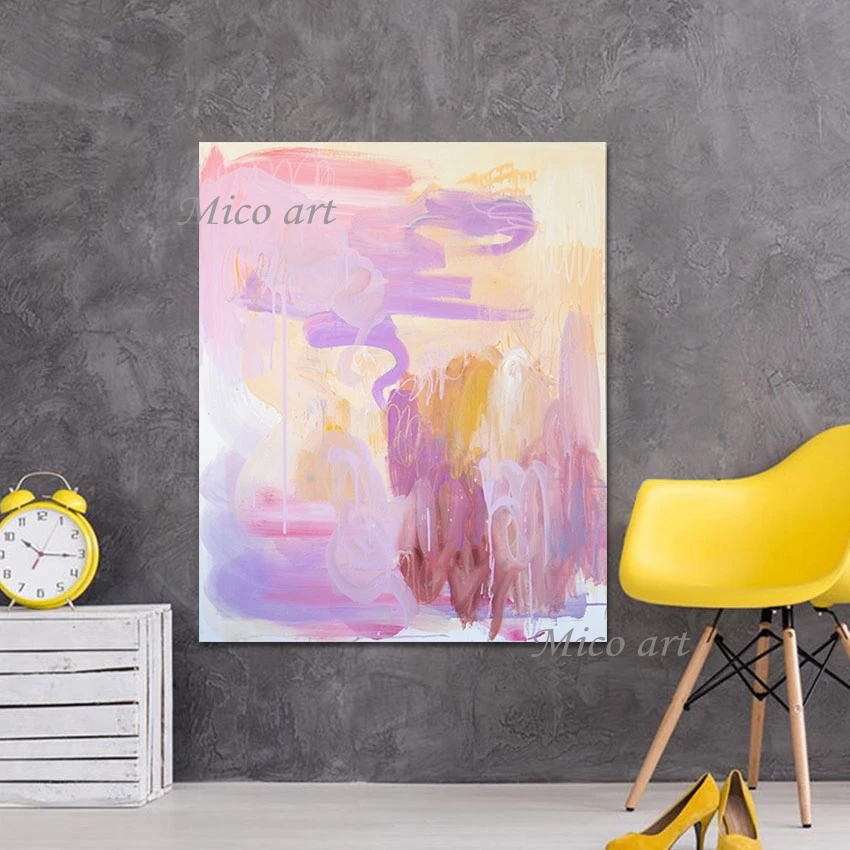 

Abstract Wall Art Purple Color Handmade Oil Painting Frameless Canvas Picture Large Size Home Decoration Artwork Designer