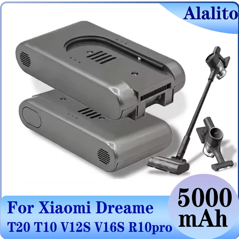 Replacement 5Ah Battery for Xiaomi Dreame T20 T10 V12S V16S R10pro Cordless Vacuum Cleaner-Rechargeable Li-ion, High Capacity