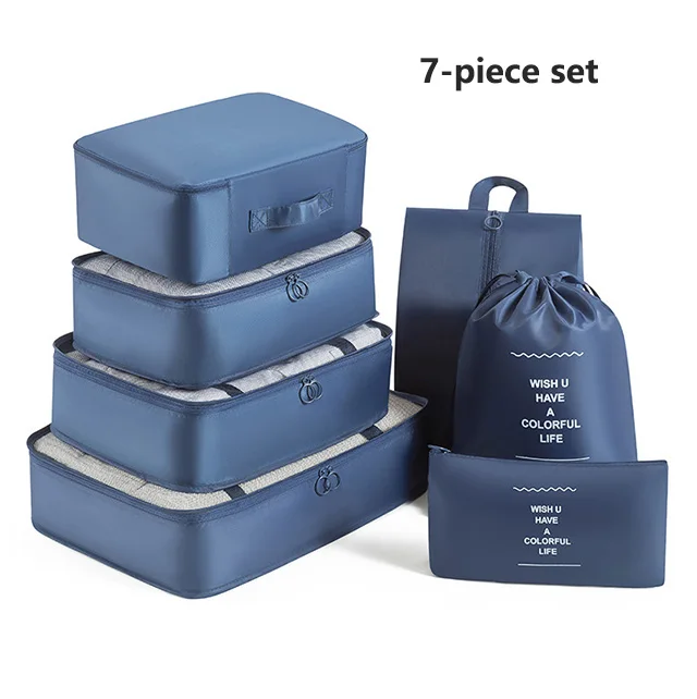 Ensemble de 7 à 9 pièces, sac de voyage, organisateur de vêtements, bagages, organisateur de voyage, couverture, chaussures, sac, valise, pochette, Cubes d'emballage