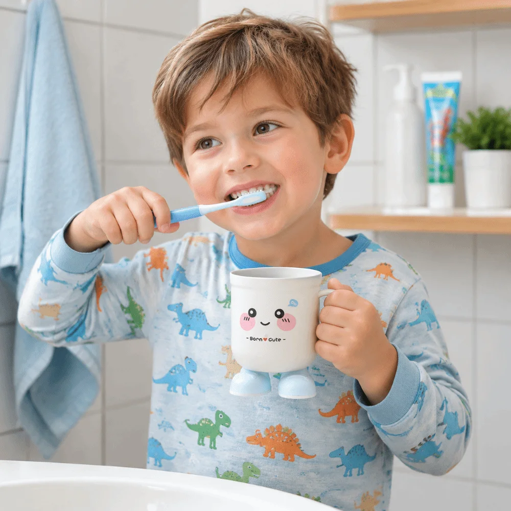 Niedliche Mundspülung für Kinder, kreatives Mundspülbecher-Set aus PP fürs Badezimmer_voghion.com