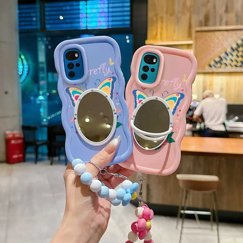 Cartoon Butterfly Phone Case Set: Includes Case, Lanyard, and Stand