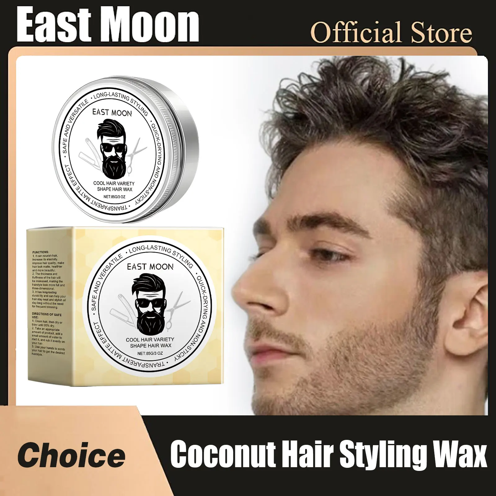 Coconut Hair Styling Wax Fixed Fluffy Wave Control Improving Silky Reduce Frizz Strong Hold Non Greasy Edges Shaping Hair Pomade