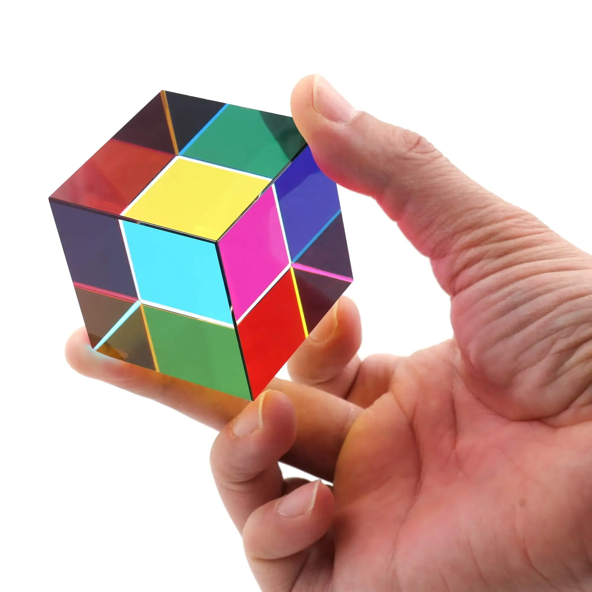 1pcs Science Magic Prism Cube 30 40 50 60 mm Hexahedral Crystal Magic Cmy Cube 3D Color Cube Prism For Photography