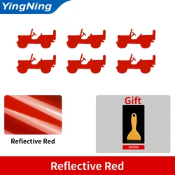 6 - Piece Creative Car Wheel Vinyl Decal Sticker Set (Reflective red)