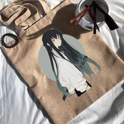 Shopping Bag Linen Bags Tote Bag Demon Slayer's Blade Reusable Folding White Handbag Designer Handbags Bolsas Canvas Shopper Eco