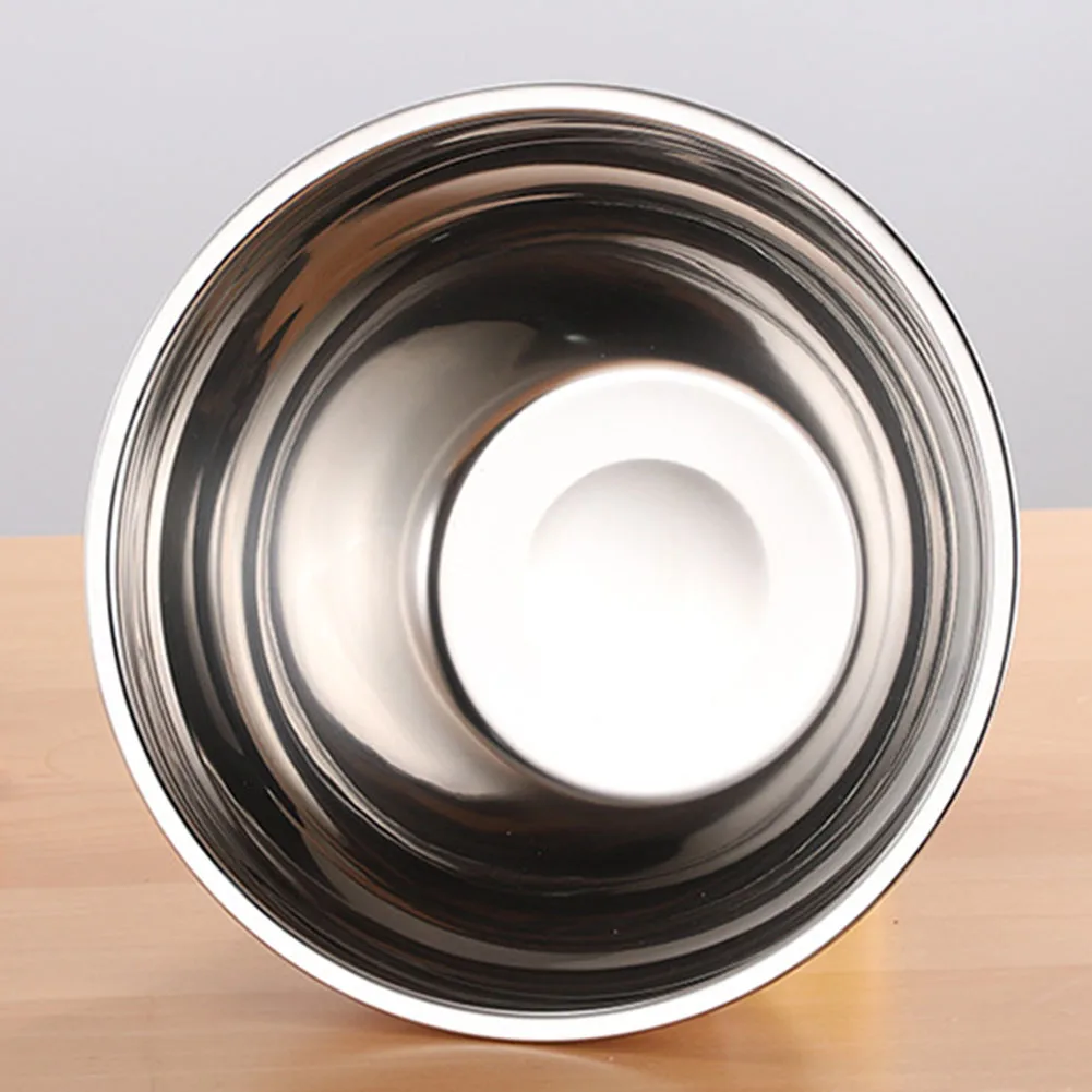 1PC Stainless Steel Salad Bowl Cooking Bowl With Lid Silicone Bottom Non-slip Grip Salad For Home Kitchen Cooking Baking