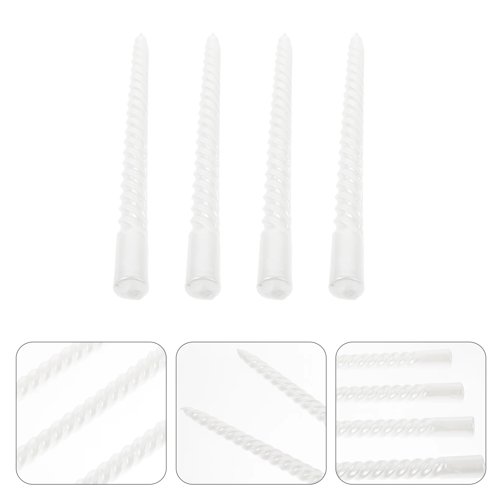 4 Pcs Threaded Long Stem Candles Pole Paraffin Rustic Wedding Decorations Cake Table Banquet White sails Wax