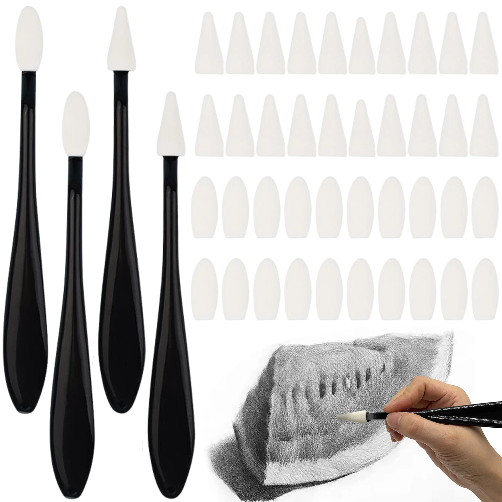 

4pcs Paper Art With 40 Sponge Heads Professional Drawing Kneaded Eraser Sketch Wiper Artist Painting Replacement Blending
