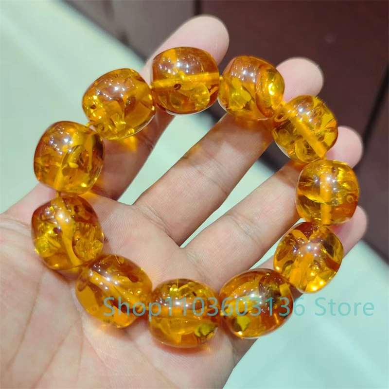 Collana 4 Perle Di Ambra Vera Del Mare Baltico + Onice Nero Opaco 8