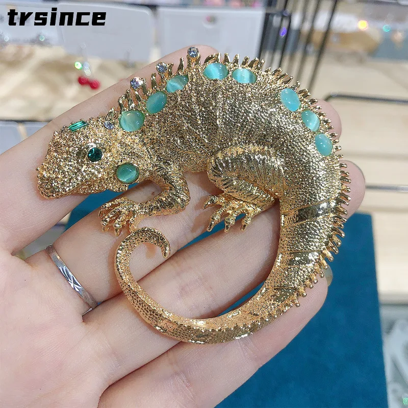 Creative Animal Rhinestone Large Size Brooch Personality Lizard