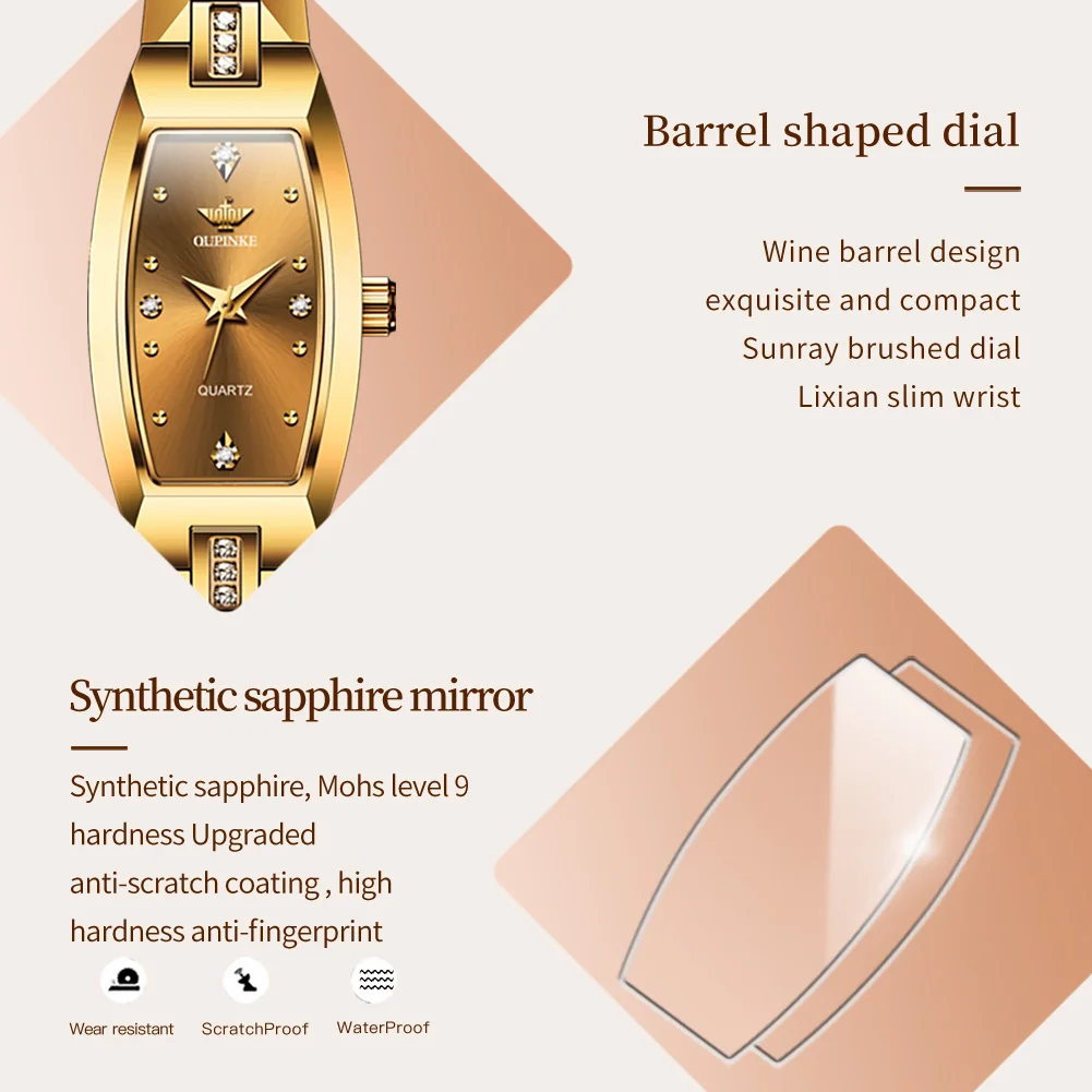 OUPINLKE Original Imported Swiss Quartz Women's Wristwatch Luxury Tungsten Steel Strap Sapphire Mirror Waterproof Watches Women