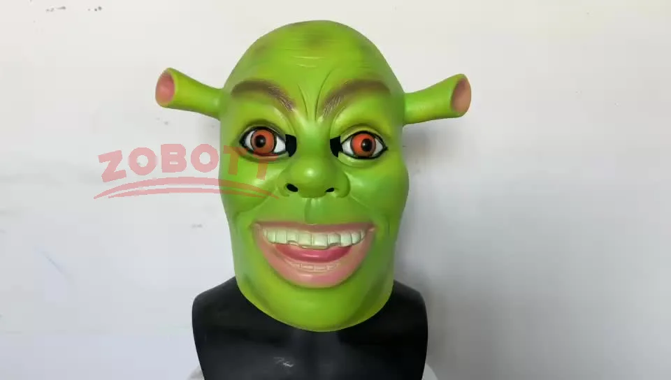 Grüne Shrek-Masken, Halloween-Maske, Film, Cosplay, Maskerade, Party, Mascara, Karneval, Mascaras De Latex, Realista, Tier, gruselige Maske – Detail 2