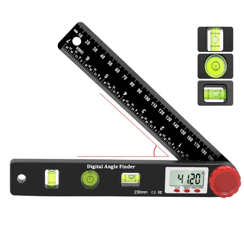 

4in1 Measuring Angle Digital Instrument Angle Inclinometer Electronic Goniometer Angle Detector Level Ruler 3pcs Horizontal Bead