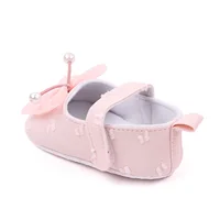 Baby Girls Bowknot Flats Soft Sole Non-slip Princess Wedding Dress Walking Shoes for Newborn Infant Toddler 3-11M 3