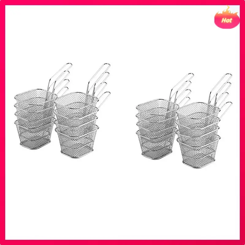ABYP 16X Mini Fry Baskets, Mesh Wire French Fries Chip Basket Net, Food Presentation Baskets French Fry Holder For Kitchen D