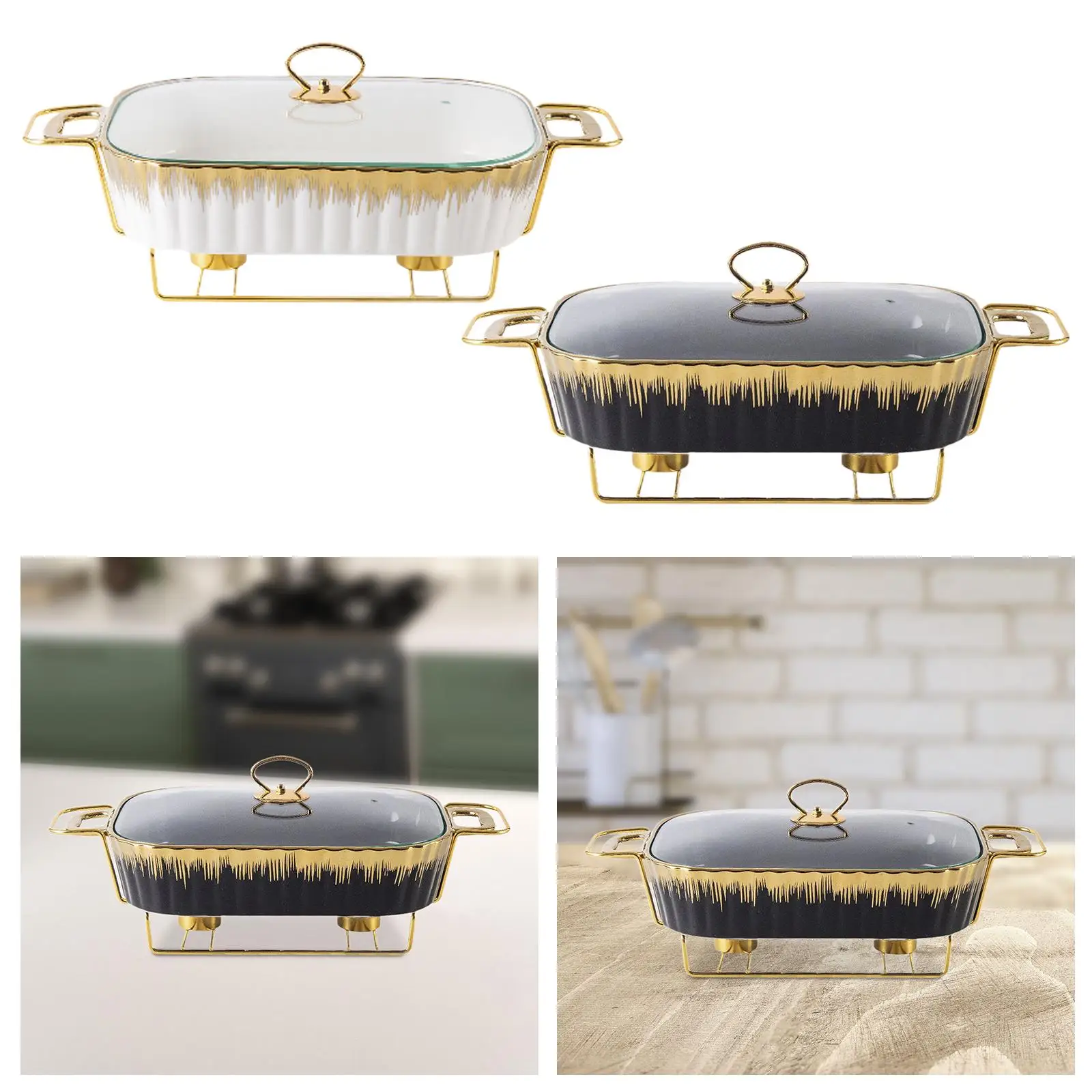 Chafing Dish Food Plate Food Tray Clear Lid Transparent Cover Buffet Dish Tray for Picnic Banquet Entertaining Wedding Parties