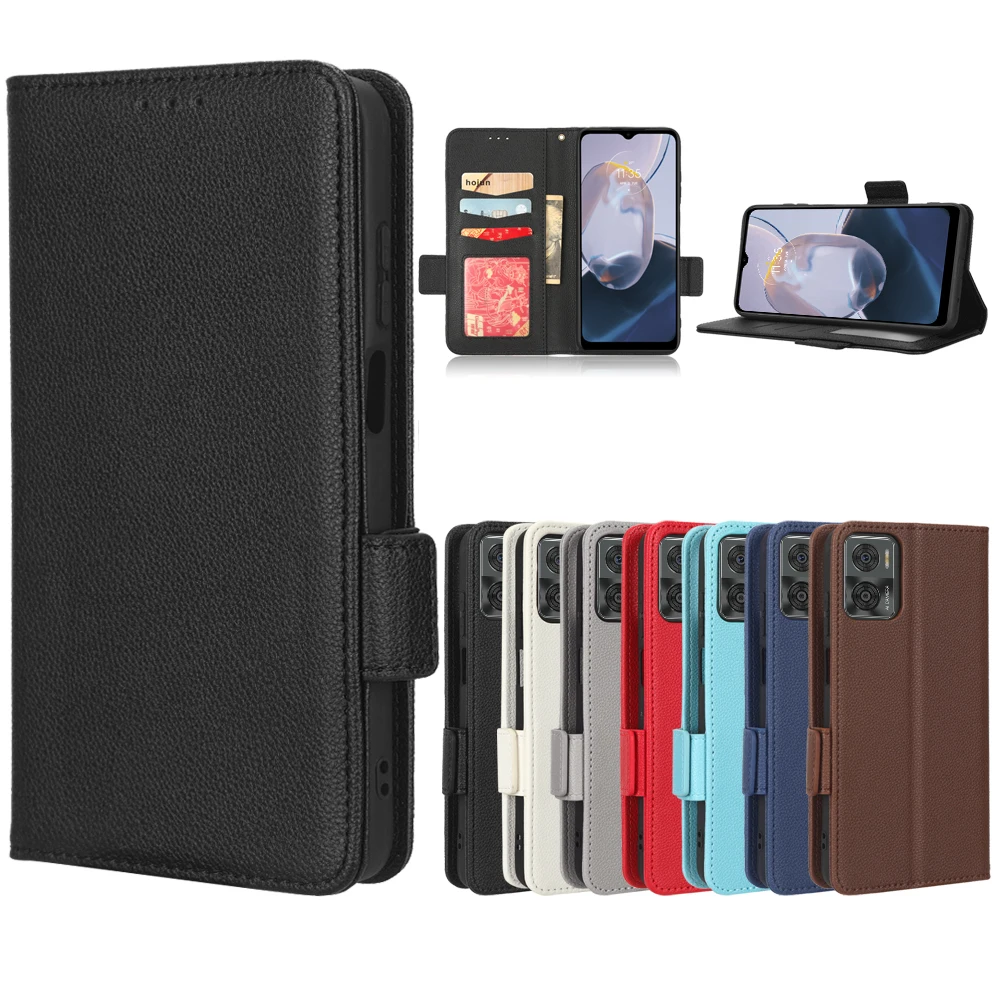 Per Motorola E22I Luxury Flip Pu Leather Wallet Lanyard Stand Case Per Motorola Moto E22 E22 I E 22I 4G Custodia Per Telefono Con Fibbia Laterale