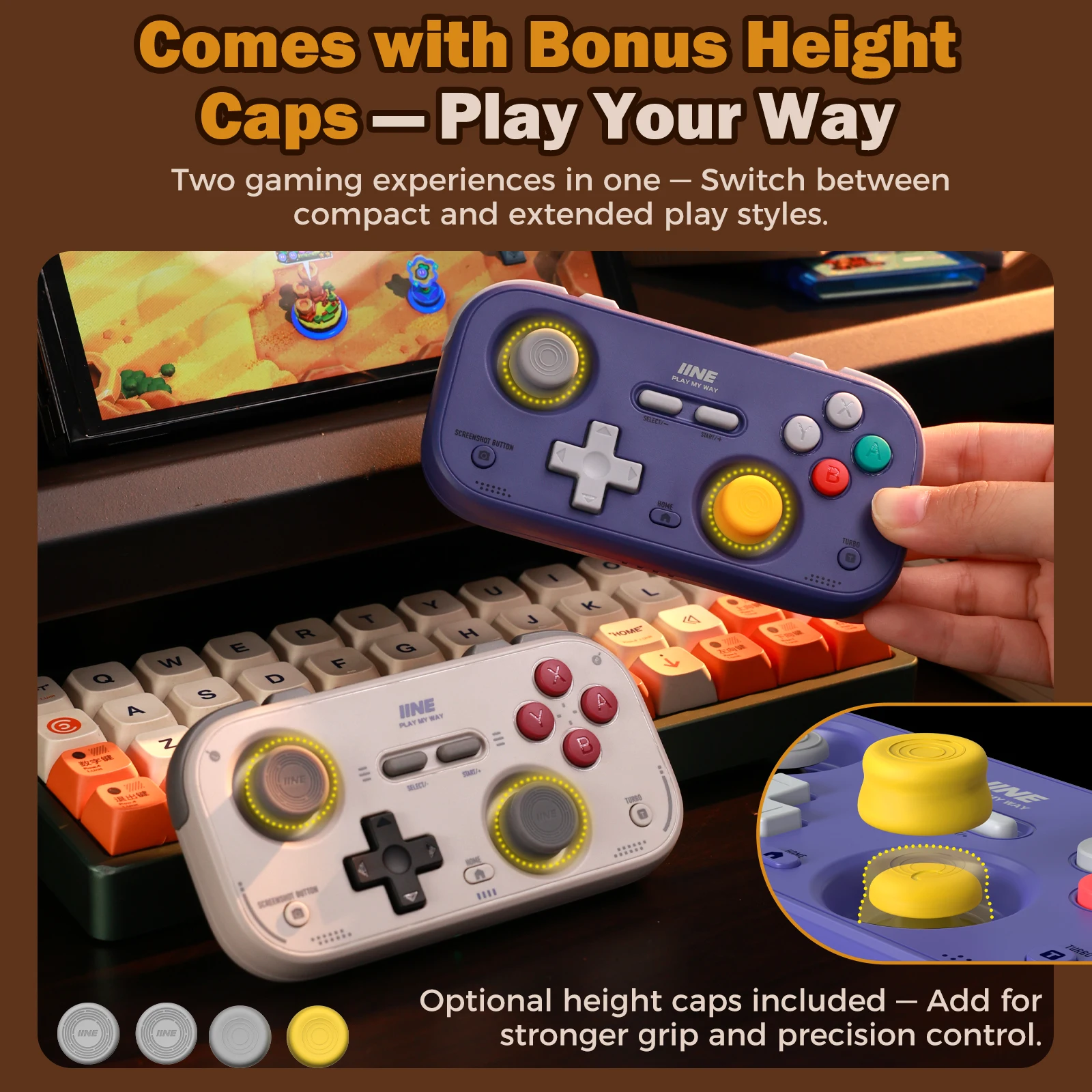 IINE Retro Pocket Game Controller/Compact & Portable Hall