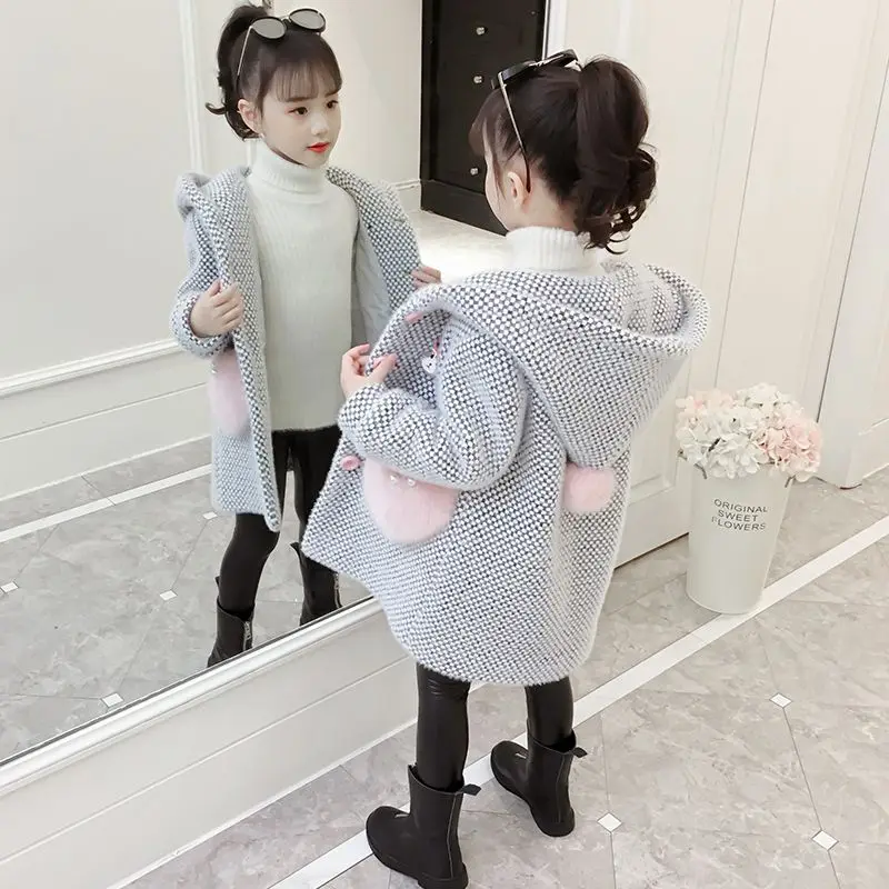 

Korean Children Jacket for Girls Winter Mink hair Warm Overcoat Fashion Girls Clothes Kids Outerwear Autumn Girls Coat 4-12 Year