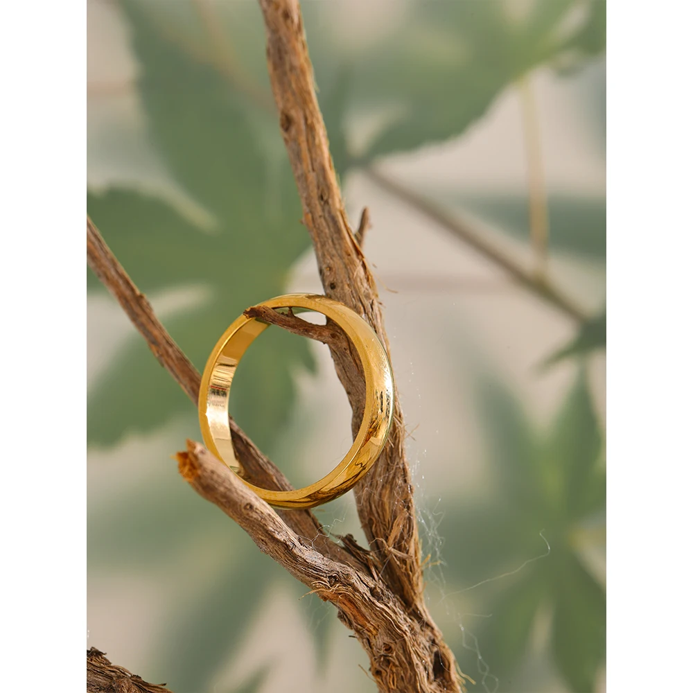 Фото Yhpup 6789 # ежедневное классическое модное гладкое глянцевое кольцо из нержавеющей стали позолоченное Гипоаллергенное ювелирное изделие высокого качества с покрытием из 18-каратного золота №3