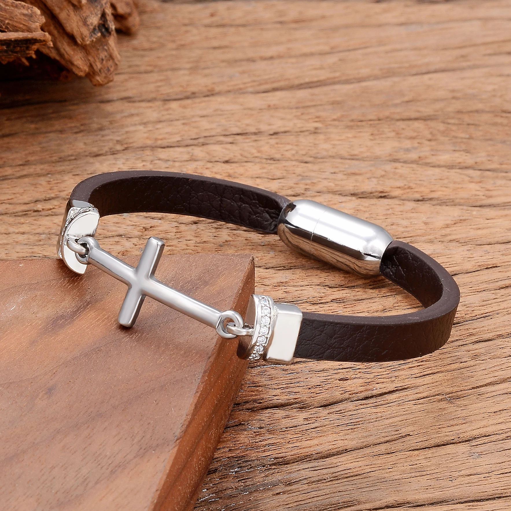 Christian Gifts Leather Cross Bracelet, Cross Bracelet, Womens