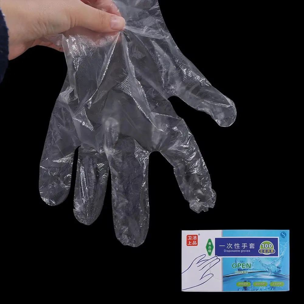 Description Picture 6 of item100pcs/box Transparent Plastic Gloves Multifunctional Convenient Disposable Gloves Eco-friendly PE Gloves Hairdressing