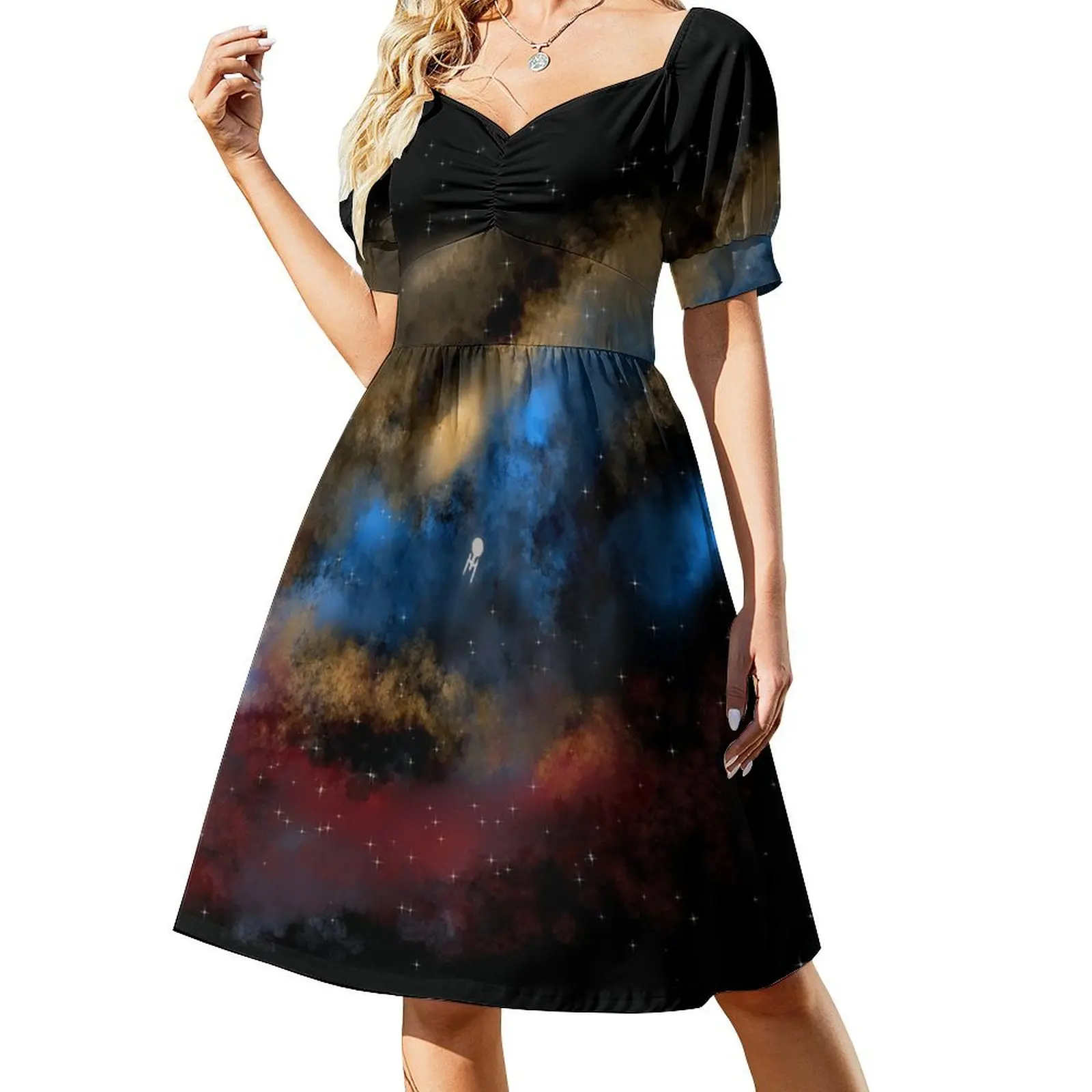 thumbnail image 1 of Star Trek - Boldy Going pintura digital - StarTrek Vestido de manga corta vestido suelto de mujer vestido de fiesta de lujo para mujer, 1 of 8