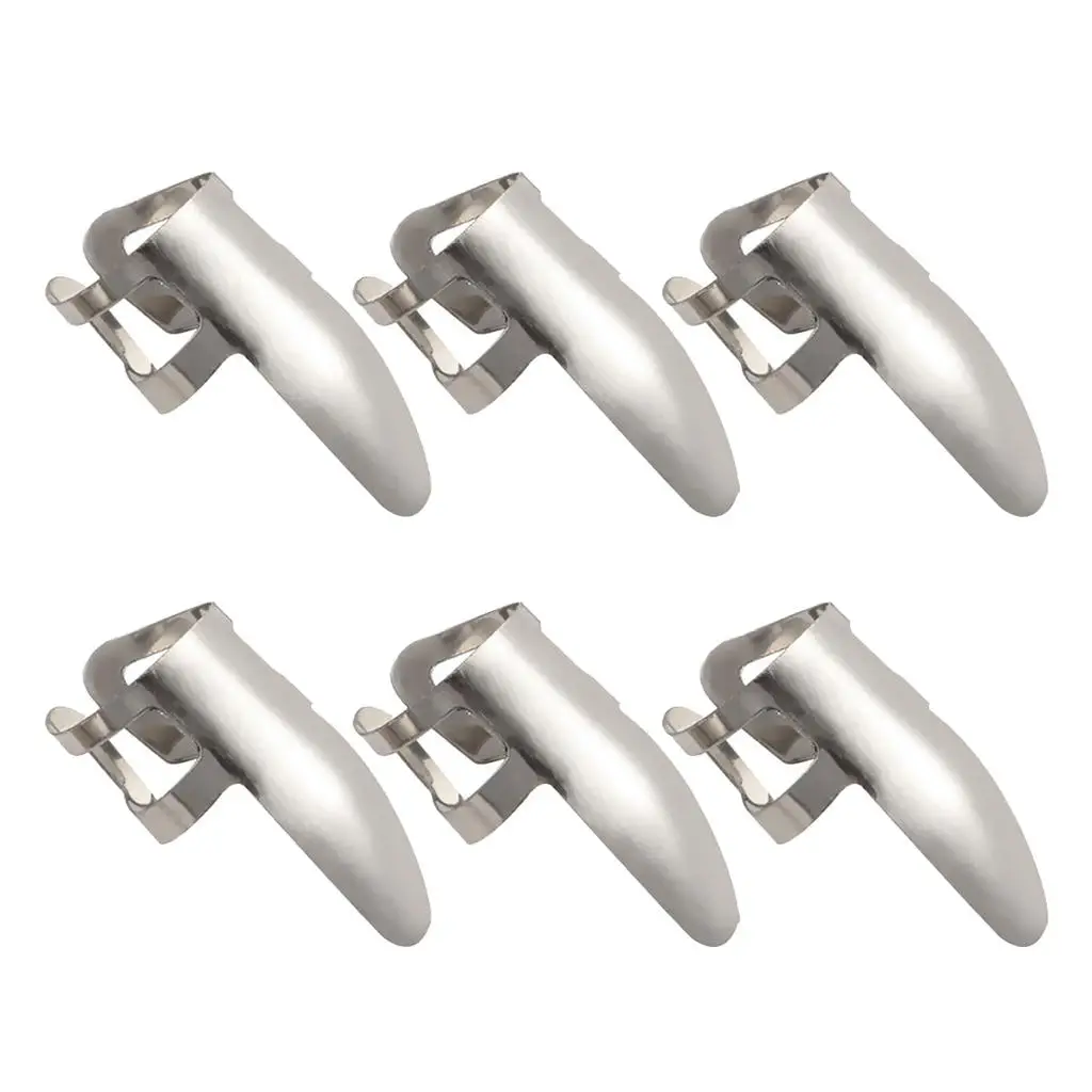 6x Finger Stainless Steel Plectrums Guitar Banjo Ukulele Picks Plectrums Set