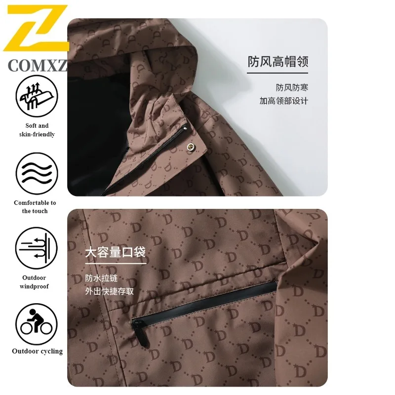 EiAO Trendy Hooded Windbreaker Waterproof Windproof Unisex Jacket for Hiking Camping Fishing Instagram Aesthetic Spring Autumn