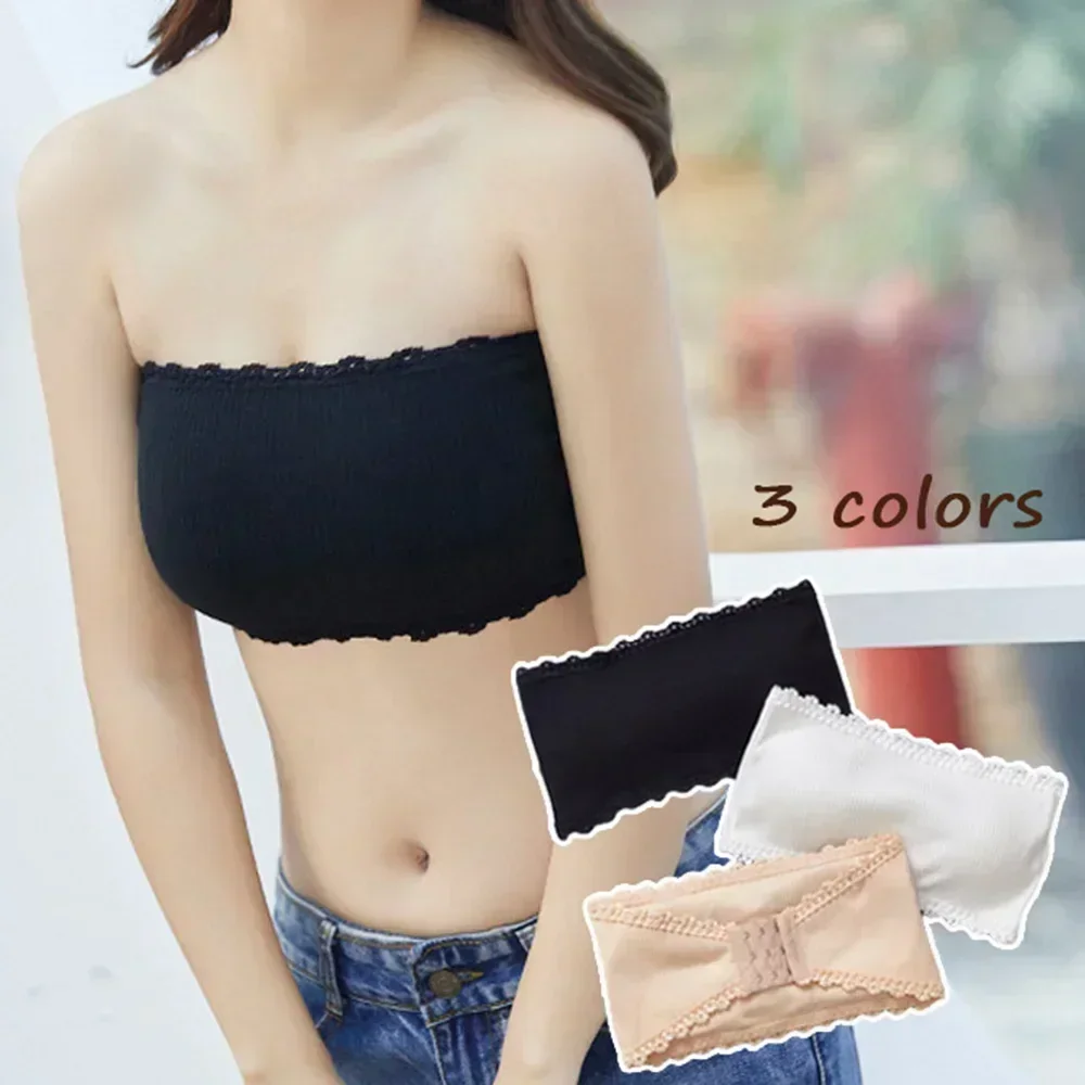 Women Lingerie Bra Invisible Strapless Solid Color Wrapped Chest Sexy Tube Top Underwear Female Beautiful Tank Top Seamless Crop