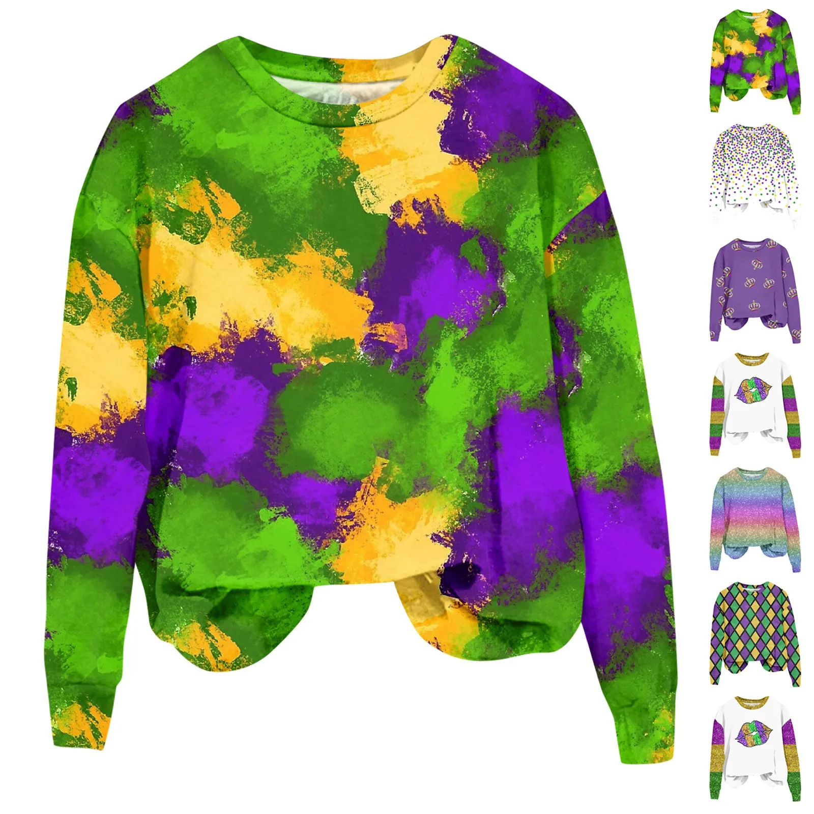 

Women's Top Printed Top Mardi Gras Carnival Printed Top Autumn Regular Top Pullover Casual Pullover 2023 Spring Fall Street