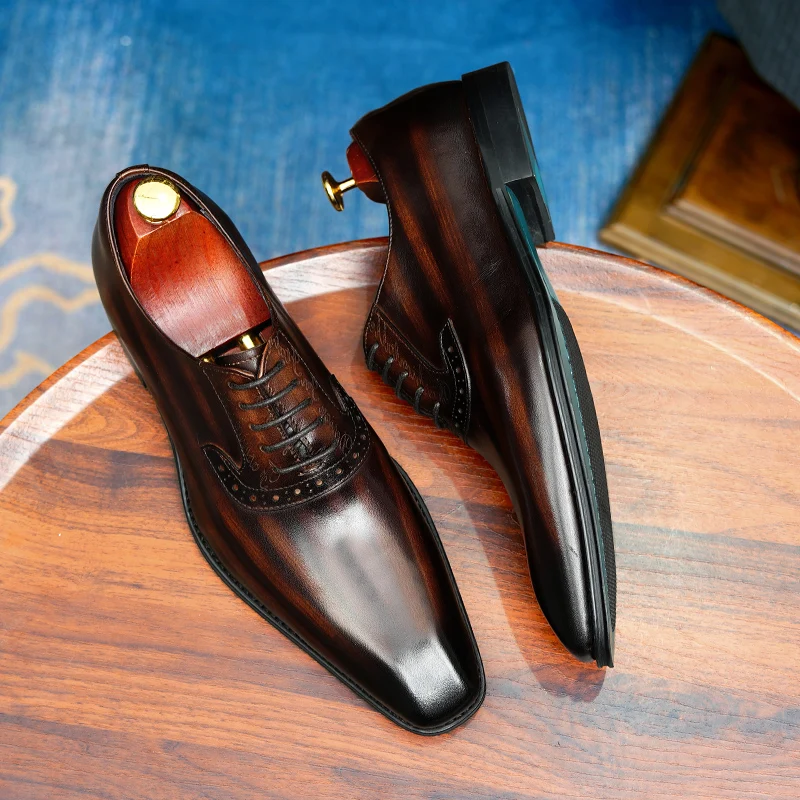 Hand-rubbed cowhide leather shoes for men, business formal shoes 2