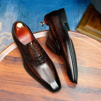 Hand-rubbed cowhide leather shoes for men, business formal shoes 2