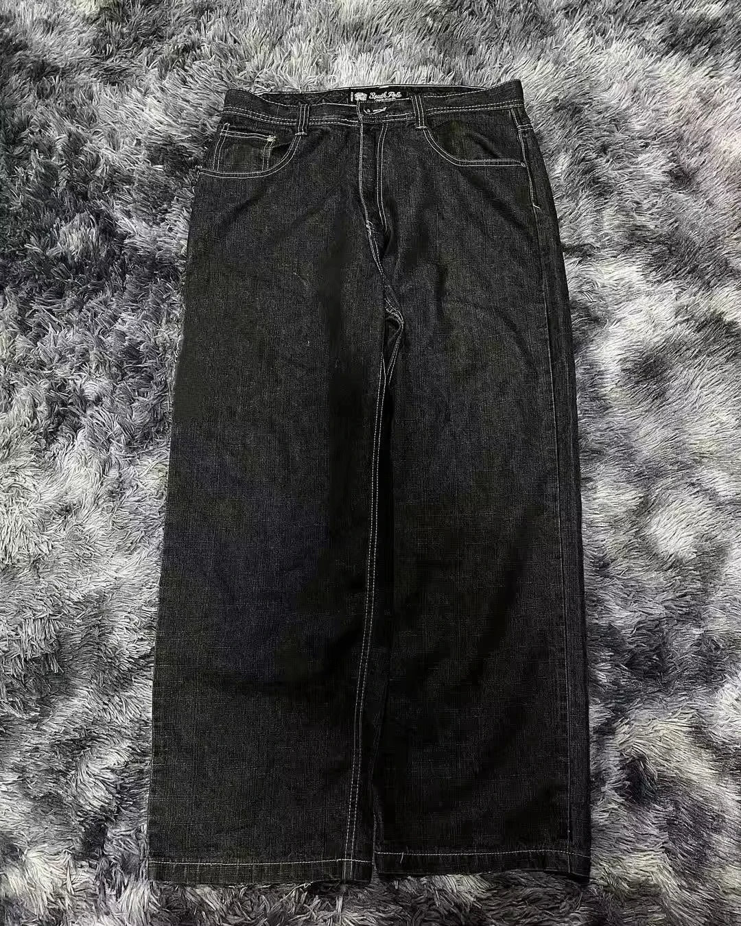 Y2K Harajuku Street Style Men Jeans Letter Embroidered Loose Hip Hop Oversized Wide Leg Unisex Mopping Trousers Soft Fabric