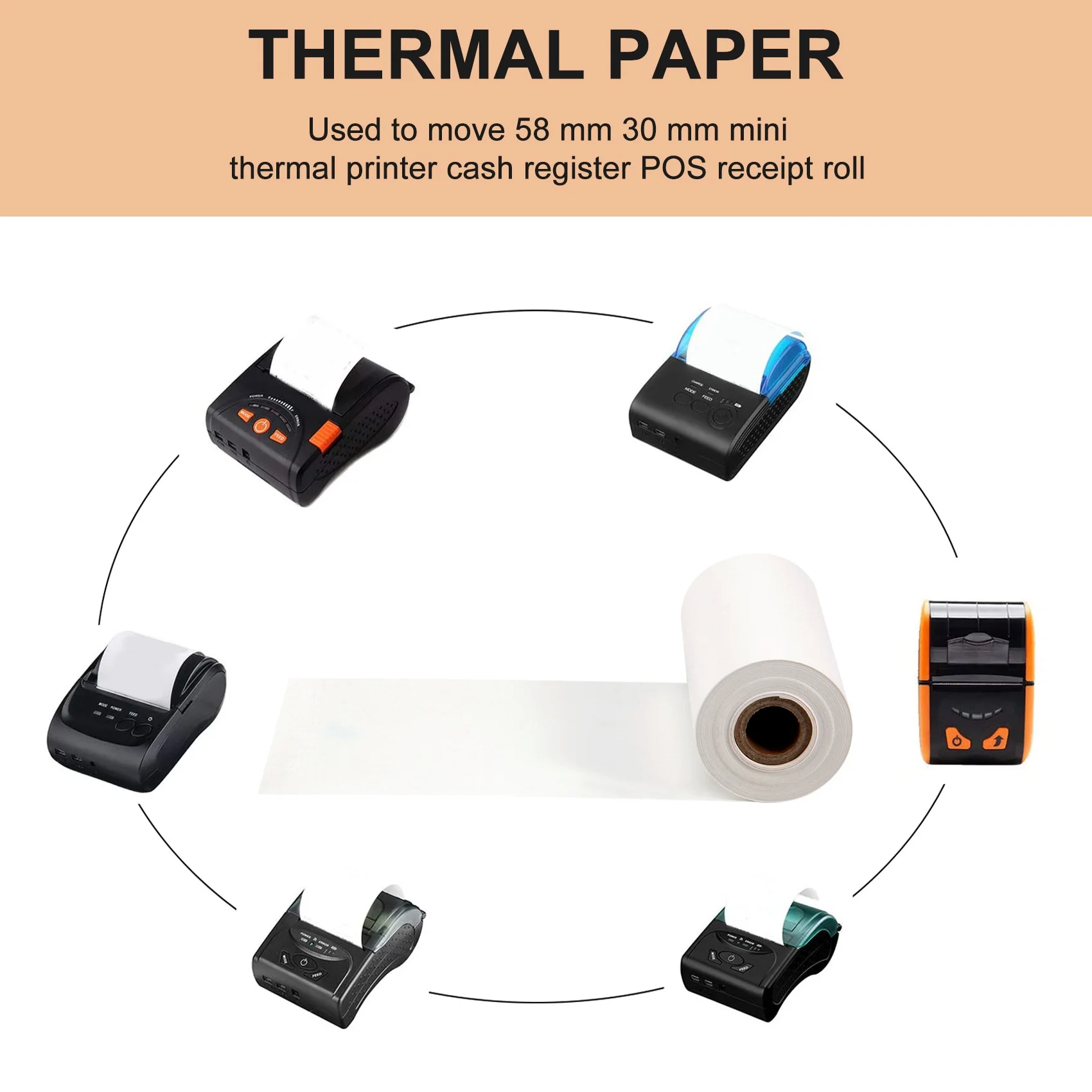 ABT-10 Pcs 감열지, 모바일 58Mm 30Mm 미니 감열 프린터 금전 등록기 POS 영수증 용지 롤