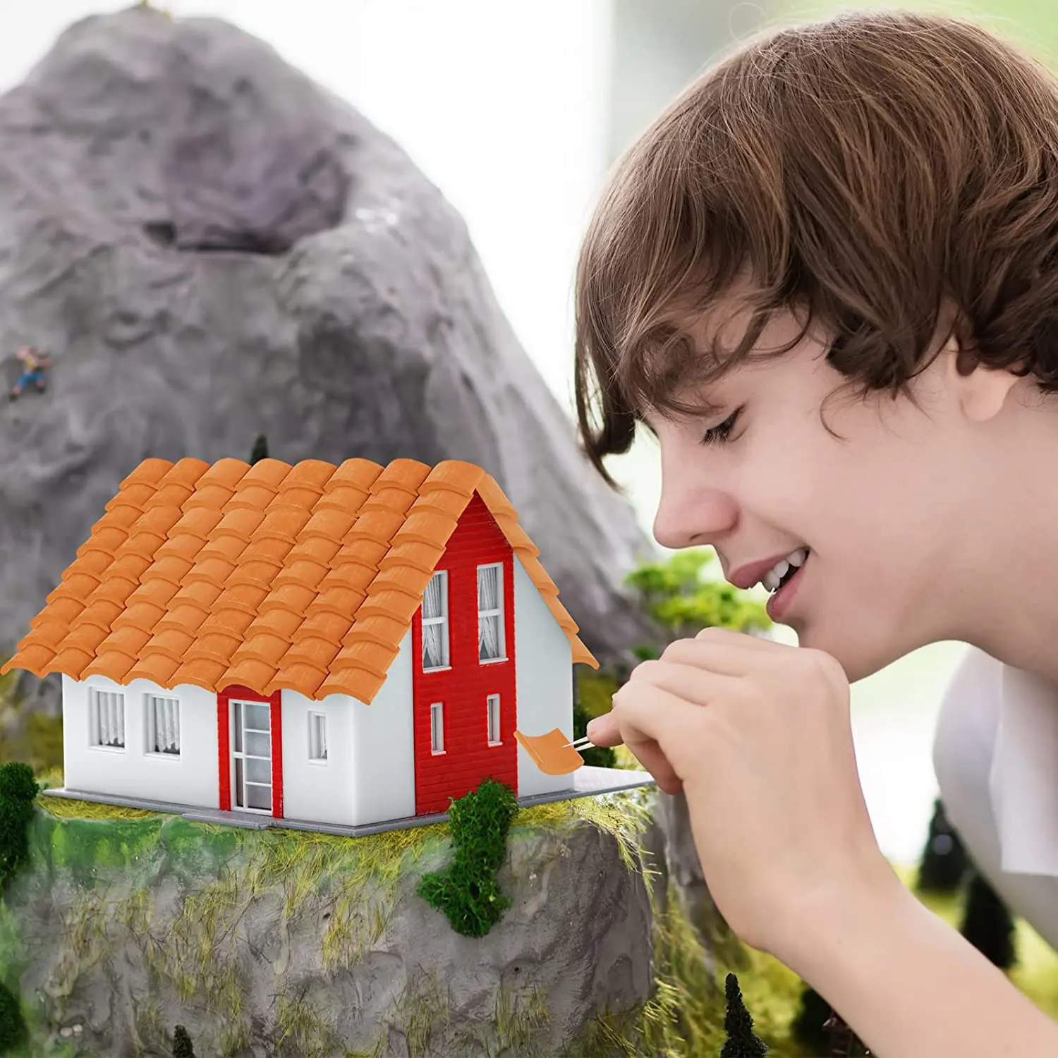100 Pcs Roof Tiles Building Set Miniature Tiles Mini Dollhouse Shingles Fake Tile Dollhouse Kitchen Garden Accessories 4