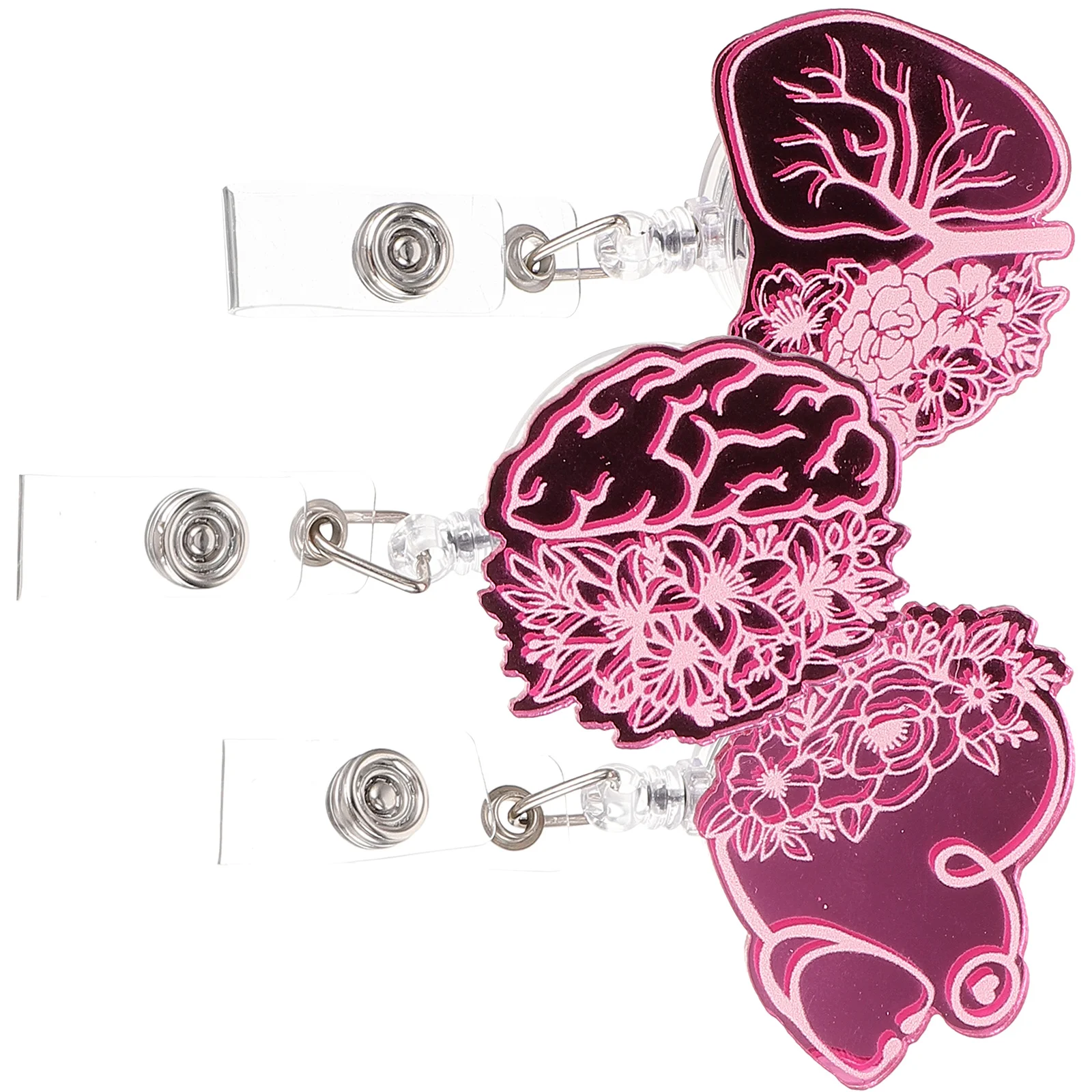 3 Pcs Work Permit Doctor Nurse ID Badge Holder Labels Nursing Reel Acrylic Clips Retractable Holders