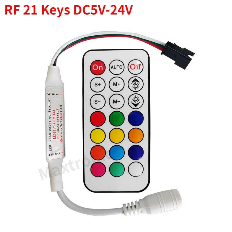 Description Picture 2 of itemNEW DC5-24V WS2812B WS2811 LED Controller RF 14key / 21Key Remote Wireless 350+ Dream Effect 3pin SM JST RGB IC Led Strip Lights