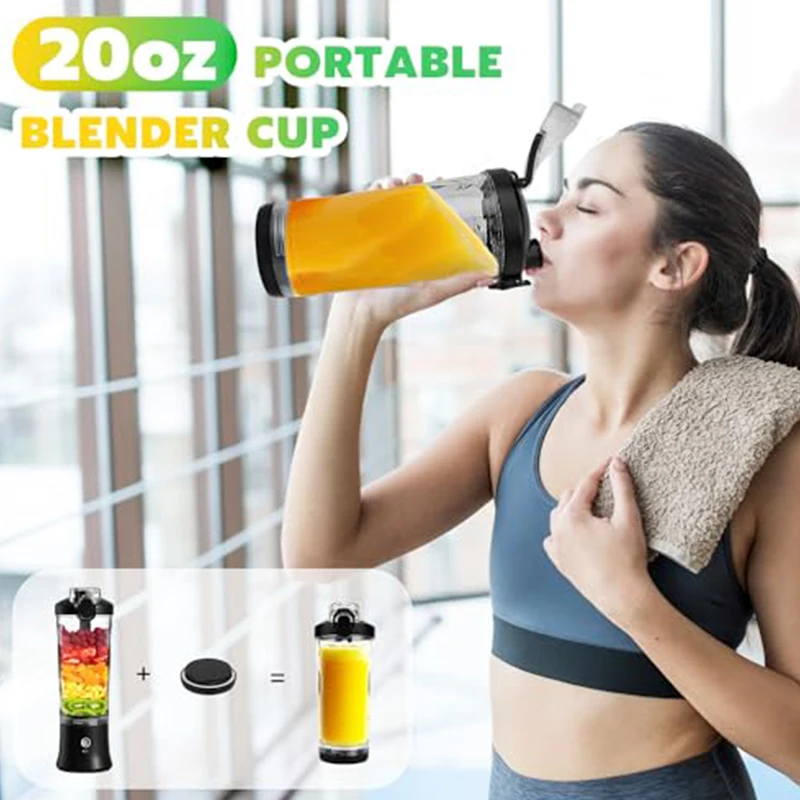 600ML portable blender personal electric juicer with lid water bottle powder fruit shaker bottle ice usb juicer cup 4