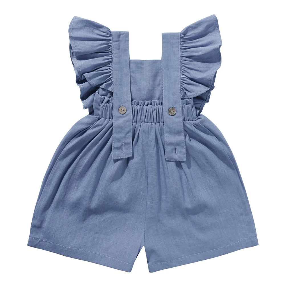 2026 sommer Neugeborenen Baby Mädchen Strampler Kleidung Kleinkind Overall Leinen Baumwolle Fliegen Ärmellose Body Infant Mädchen Strampler 0-3T – Detail 4
